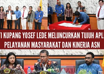 BUPATI KUPANG YOSEF LEDE MELUNCURKAN TUJUH APLIKASI PELAYANAN MASYARAKAT DAN KINERJA ASN