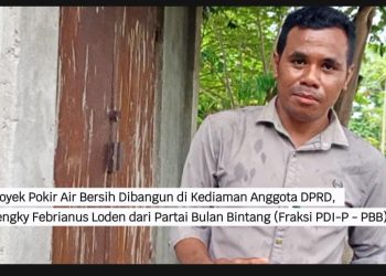 Proyek Pokir Air Bersih Dibangun di Kediaman Anggota DPRD, Hengky Febrianus Loden dari Partai Bulan Bintang