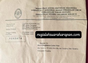 Istri Anggota DPRD Kabupaten Kupang, Hengky Loden dari Partai Bulan Bintang, Menerima Surat dari Pengadilan Negeri Oelamasi Kelas II