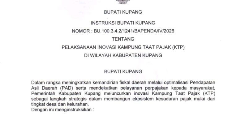Bupati Kupang Instruksikan Kampung Taat Pajak,  ASN & OPD Wajib Lunasi PKB, Kades dan Lurah Jadi Ujung Tombak PAD