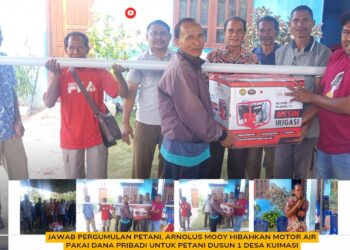 Jawab Pergumulan Petani, Arnolus Mooy Hibahkan Motor Air Pakai Dana Pribadi untuk Petani Dusun 1 Desa Kuimasi