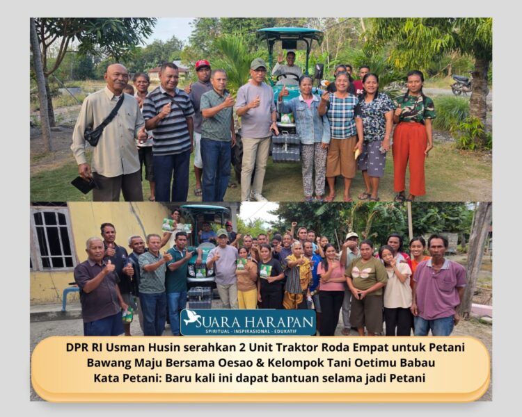 Usman Husin Serahkan 2 Unit Traktor Roda Empat untuk Petani Bawang Oesao & Kelompok Tani Oetimu Babau. Kata Petani: Baru kali ini dapat bantuan selama jadi Petani