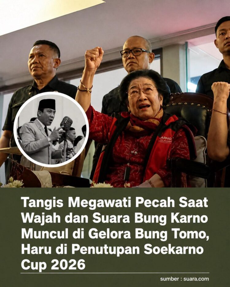 Tangis Haru Megawati Pecah di Penutupan Soekarno Cup 2026 Saat Wajah Bung Karno Menghiasi Langit Surabaya