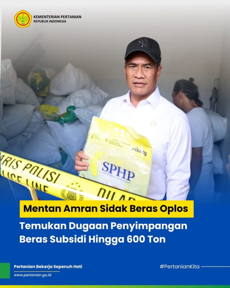 Mentan Andi Amran Sulaiman Mengecam Keras Dugaan Penyalahgunaan Beras SPHP Bersubsidi