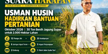 Kerja Nyata Usman Husin di Kabupaten Kupang: Oktober 2026, Bantuan 30 Ton Benih Jagung Super untuk 2.000 Hektar Lahan, 12 pompa air, 25 Handsprayer, Pembangunan 6 Jaringan Irigasi Tersier, 5 Irigasi Perpompaan, 2 Embung, 1 Paket Jalan Usaha Tani